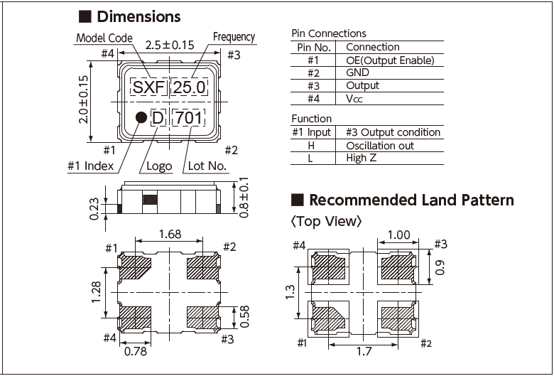 KDS CMOS有源晶振OSC2016/2520 DSO211SXF/DSO221SXF规格说明
