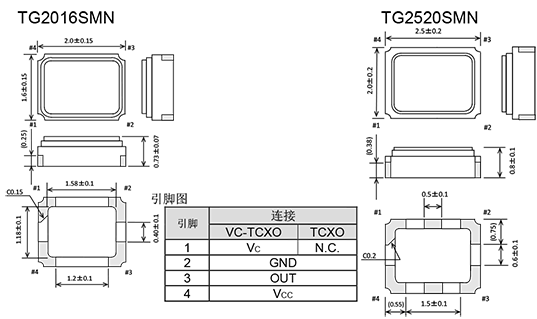 10MHz晶振常用型号及封装尺寸(含TCXO温补晶振规格书)