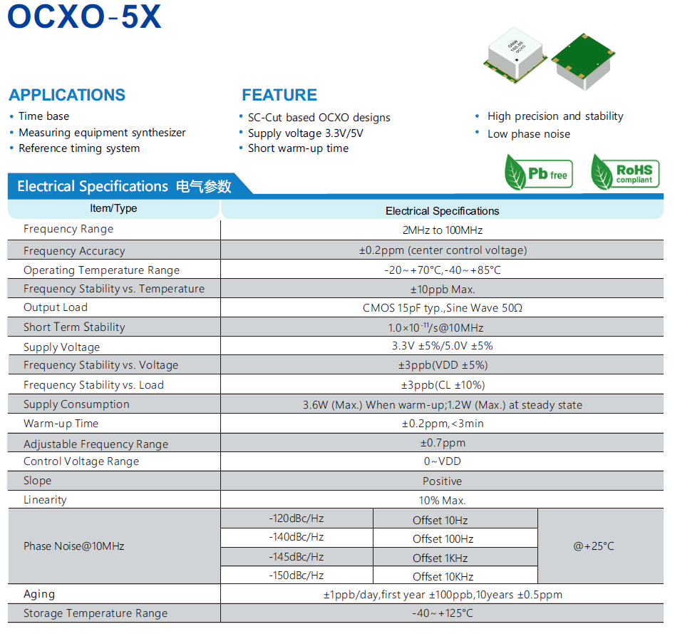 晶振厂家贴片恒温晶振OCXO-5X规格参数介绍